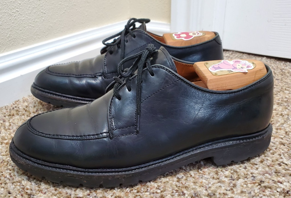 Alden NST Blucher Derby Shoes Mens 8 B/D Black Leather Vibram Gumlite USA Made